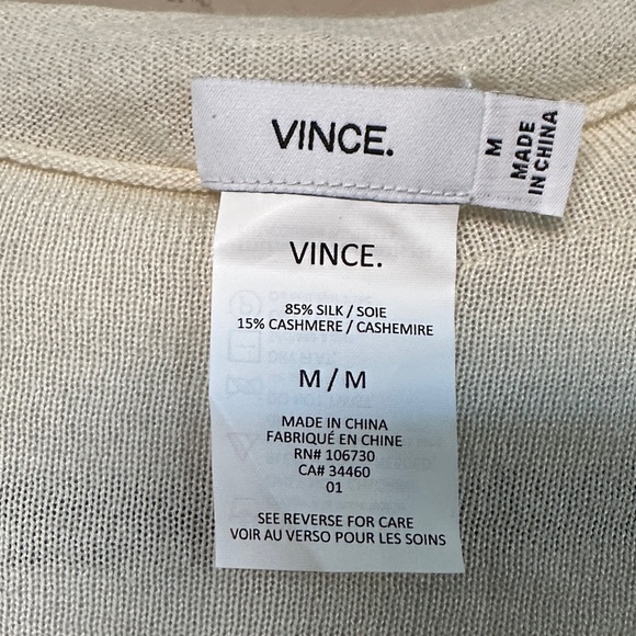 Vince Silk Cashmere Blend Sweater in Cream - Picture 2 of 3